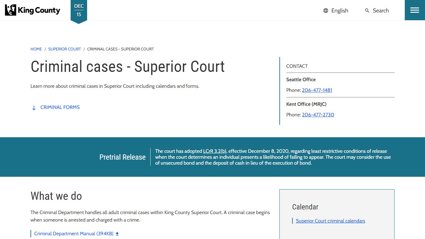 Criminal Department - King County, Washington